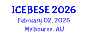 International Conference on Environmental, Biological, Ecological Sciences and Engineering (ICEBESE) February 02, 2026 - Melbourne, Australia