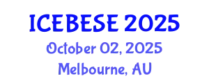 International Conference on Environmental, Biological, Ecological Sciences and Engineering (ICEBESE) October 02, 2025 - Melbourne, Australia