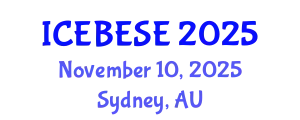 International Conference on Environmental, Biological, Ecological Sciences and Engineering (ICEBESE) November 10, 2025 - Sydney, Australia