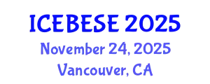 International Conference on Environmental, Biological, Ecological Sciences and Engineering (ICEBESE) November 24, 2025 - Vancouver, Canada
