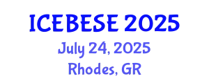 International Conference on Environmental, Biological, Ecological Sciences and Engineering (ICEBESE) July 24, 2025 - Rhodes, Greece