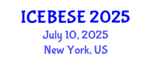 International Conference on Environmental, Biological, Ecological Sciences and Engineering (ICEBESE) July 10, 2025 - New York, United States