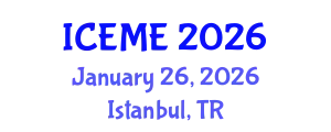 International Conference on Environmental Management and Engineering (ICEME) January 26, 2026 - Istanbul, Turkey