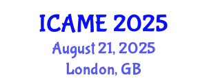 International Conference on Automotive and Mechanical Engineering (ICAME) August 21, 2025 - London, United Kingdom