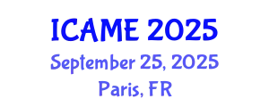 International Conference on Automotive and Mechanical Engineering (ICAME) September 25, 2025 - Paris, France
