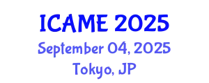International Conference on Automotive and Mechanical Engineering (ICAME) September 04, 2025 - Tokyo, Japan