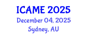 International Conference on Automotive and Mechanical Engineering (ICAME) December 04, 2025 - Sydney, Australia