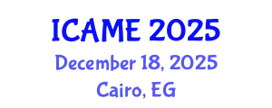 International Conference on Automotive and Mechanical Engineering (ICAME) December 18, 2025 - Cairo, Egypt