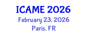 International Conference on Automotive and Mechanical Engineering (ICAME) February 23, 2026 - Paris, France