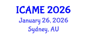 International Conference on Automotive and Mechanical Engineering (ICAME) January 26, 2026 - Sydney, Australia