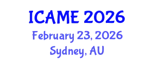 International Conference on Automotive and Mechanical Engineering (ICAME) February 23, 2026 - Sydney, Australia