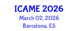 International Conference on Automotive and Mechanical Engineering (ICAME) March 02, 2026 - Barcelona, Spain