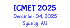International Conference on Manufacturing Engineering and Technology (ICMET) December 04, 2025 - Sydney, Australia