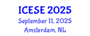 International Conference on Environmental Sciences and Engineering (ICESE) September 11, 2025 - Amsterdam, Netherlands