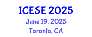 International Conference on Environmental Sciences and Engineering (ICESE) June 19, 2025 - Toronto, Canada