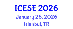 International Conference on Environmental Sciences and Engineering (ICESE) January 26, 2026 - Istanbul, Turkey