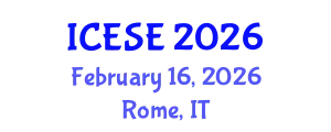 International Conference on Environmental Sciences and Engineering (ICESE) February 16, 2026 - Rome, Italy