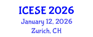 International Conference on Environmental Sciences and Engineering (ICESE) January 12, 2026 - Zurich, Switzerland