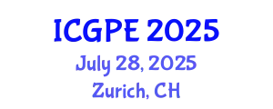 International Conference on Geosciences and Petroleum Engineering (ICGPE) July 28, 2025 - Zurich, Switzerland