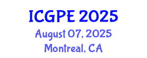 International Conference on Geosciences and Petroleum Engineering (ICGPE) August 07, 2025 - Montreal, Canada