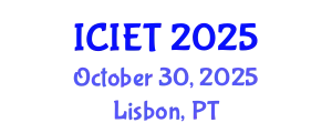 International Conference on Industrial Engineering and Technology (ICIET) October 30, 2025 - Lisbon, Portugal