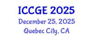 International Conference on Civil and Geological Engineering (ICCGE) December 25, 2025 - Quebec City, Canada