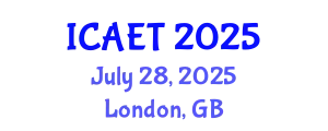 International Conference on Aviation Engineering and Technology (ICAET) July 28, 2025 - London, United Kingdom