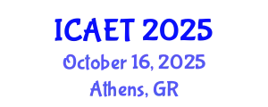 International Conference on Aviation Engineering and Technology (ICAET) October 16, 2025 - Athens, Greece