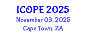 International Conference on Optics, Photonics and Electronics (ICOPE) November 03, 2025 - Cape Town, South Africa