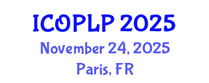 International Conference on Optoelectronics, Photonics and Laser Physics (ICOPLP) November 24, 2025 - Paris, France