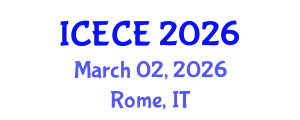 International Conference on Electronics and Communication Engineering (ICECE) March 02, 2026 - Rome, Italy