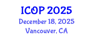 International Conference on Optics and Photonics (ICOP) December 18, 2025 - Vancouver, Canada