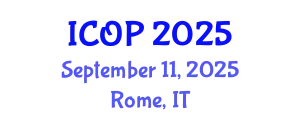 International Conference on Optics and Photonics (ICOP) September 11, 2025 - Rome, Italy