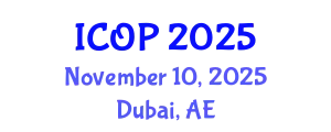 International Conference on Optics and Photonics (ICOP) November 10, 2025 - Dubai, United Arab Emirates