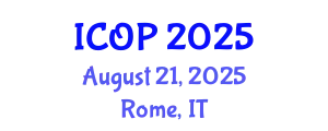 International Conference on Optics and Photonics (ICOP) August 21, 2025 - Rome, Italy