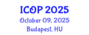 International Conference on Optics and Photonics (ICOP) October 09, 2025 - Budapest, Hungary