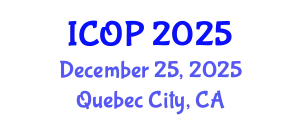 International Conference on Optics and Photonics (ICOP) December 25, 2025 - Quebec City, Canada
