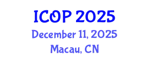 International Conference on Optics and Photonics (ICOP) December 11, 2025 - Macau, China