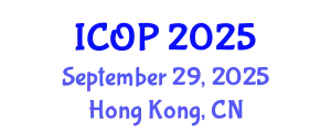 International Conference on Optics and Photonics (ICOP) September 29, 2025 - Hong Kong, China