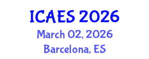 International Conference on Agriculture and Environmental Systems (ICAES) March 02, 2026 - Barcelona, Spain