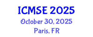 International Conference on Mathematics and Statistical Engineering (ICMSE) October 30, 2025 - Paris, France