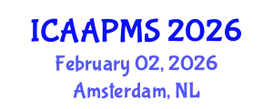 International Conference on Advances in Applied Physics and Materials Science (ICAAPMS) February 02, 2026 - Amsterdam, Netherlands