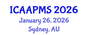 International Conference on Advances in Applied Physics and Materials Science (ICAAPMS) January 26, 2026 - Sydney, Australia