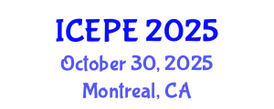 International Conference on Electrical and Power Engineering (ICEPE) October 30, 2025 - Montreal, Canada