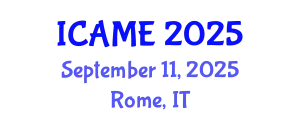 International Conference on Automation and Mechatronics Engineering (ICAME) September 11, 2025 - Rome, Italy