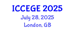 International Conference on Civil, Environmental and Geological Engineering (ICCEGE) July 28, 2025 - London, United Kingdom