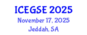 International Conference on Earthquake, Geological and Structural Engineering (ICEGSE) November 17, 2025 - Jeddah, Saudi Arabia