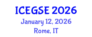 International Conference on Earthquake, Geological and Structural Engineering (ICEGSE) January 12, 2026 - Rome, Italy