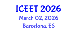 International Conference on Electrical Engineering and Technology (ICEET) March 02, 2026 - Barcelona, Spain