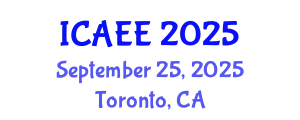 International Conference on Agricultural and Environmental Engineering (ICAEE) September 25, 2025 - Toronto, Canada